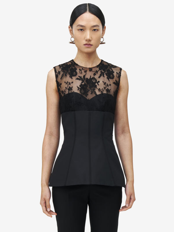 ALEXANDER MCQUEEN - Lace Bustier Top - Item 832038QEAGE1000